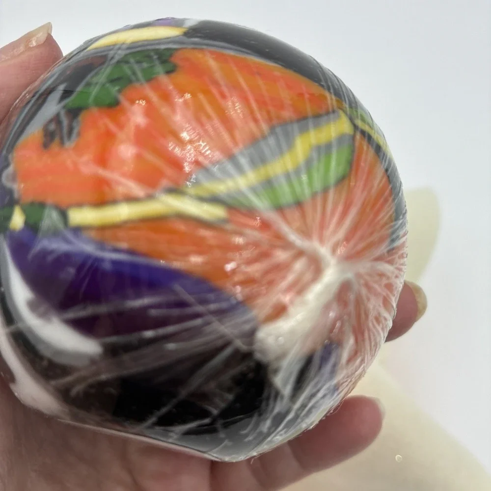 Halloween Witch Sphere Candle Round Black Orange Purple Spooky Decor 3 Inch